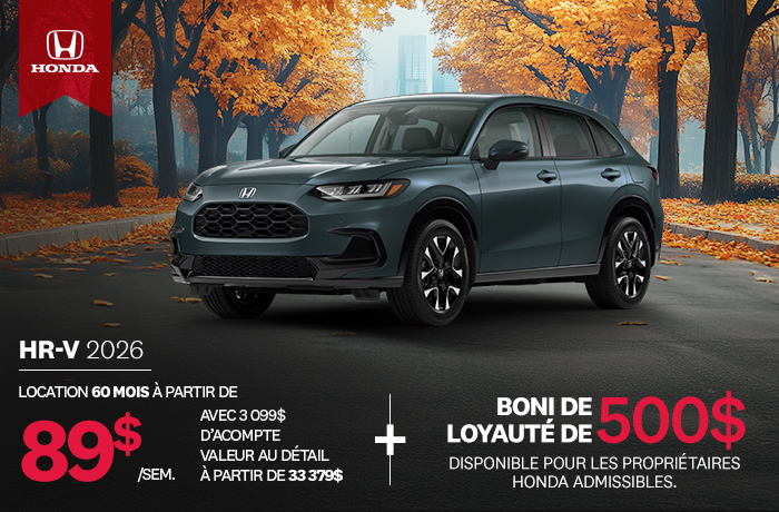 Bannière de Promotion HR-V LX 2026